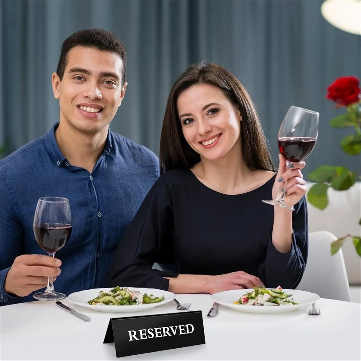 ABDD HOT  20 Pcs Reserved Table Signs, Black Acrylic Reserved Signs for Wedding, Double Sided Tent Reserved Seating Signs