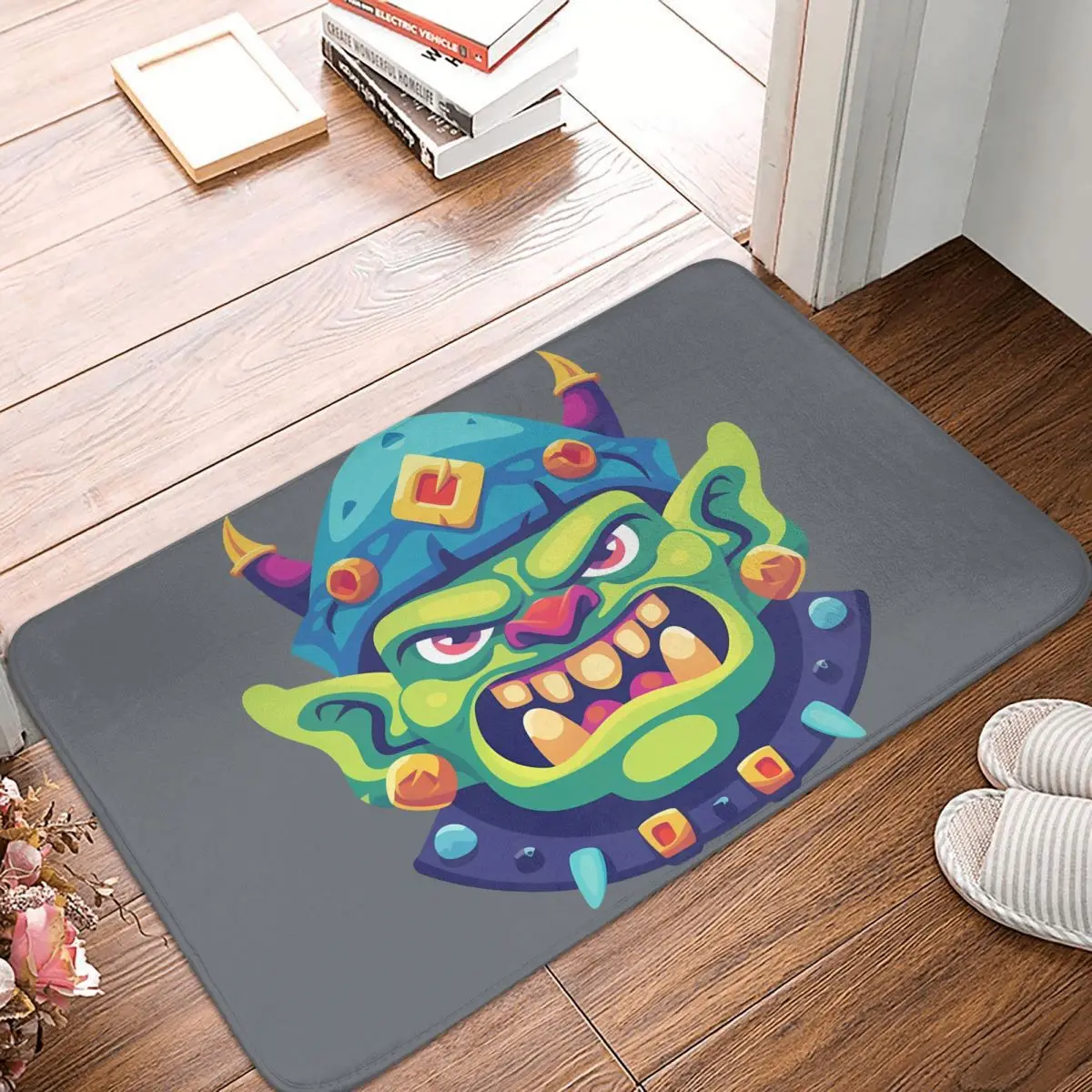 Green Goblin Cartoon Character Myth Front Door Mat Anti-Slip Indoor Quick Dry Doormat Kitchen Bedroom Entrance Rug Carpet