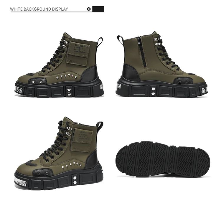 Modische Herren-High-Top-Stiefel, dicke Sohle zur Erhöhung der Körpergröße, vielseitige Freizeitschuhe – Detail 32