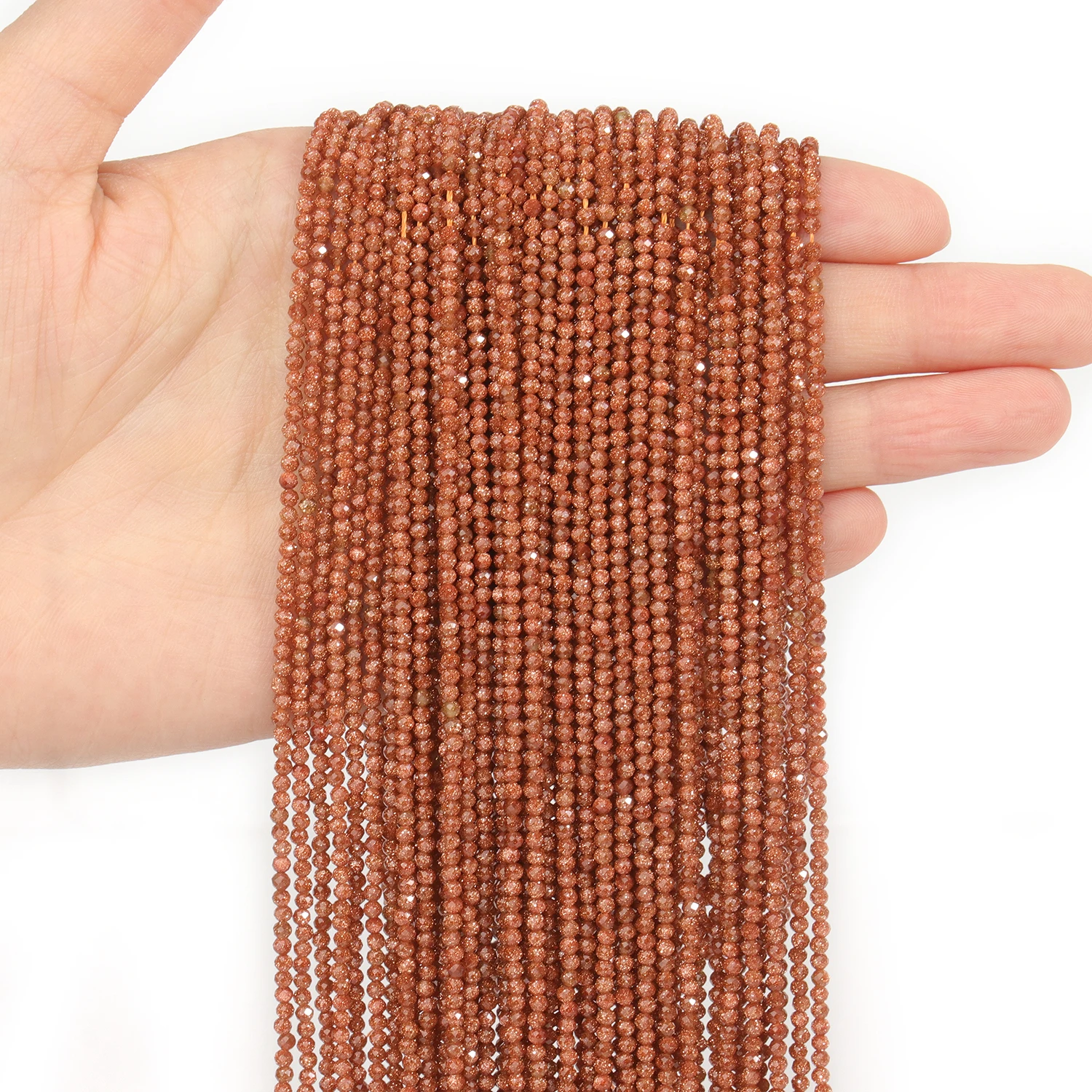 Großhandel Facettierte 2 3 4mm Natürliche Goldfarbene Sandsteinperlen Runde Kleine Lose Perlen für Schmuckherstellung DIY Armbänder Halsketten – Detail 5