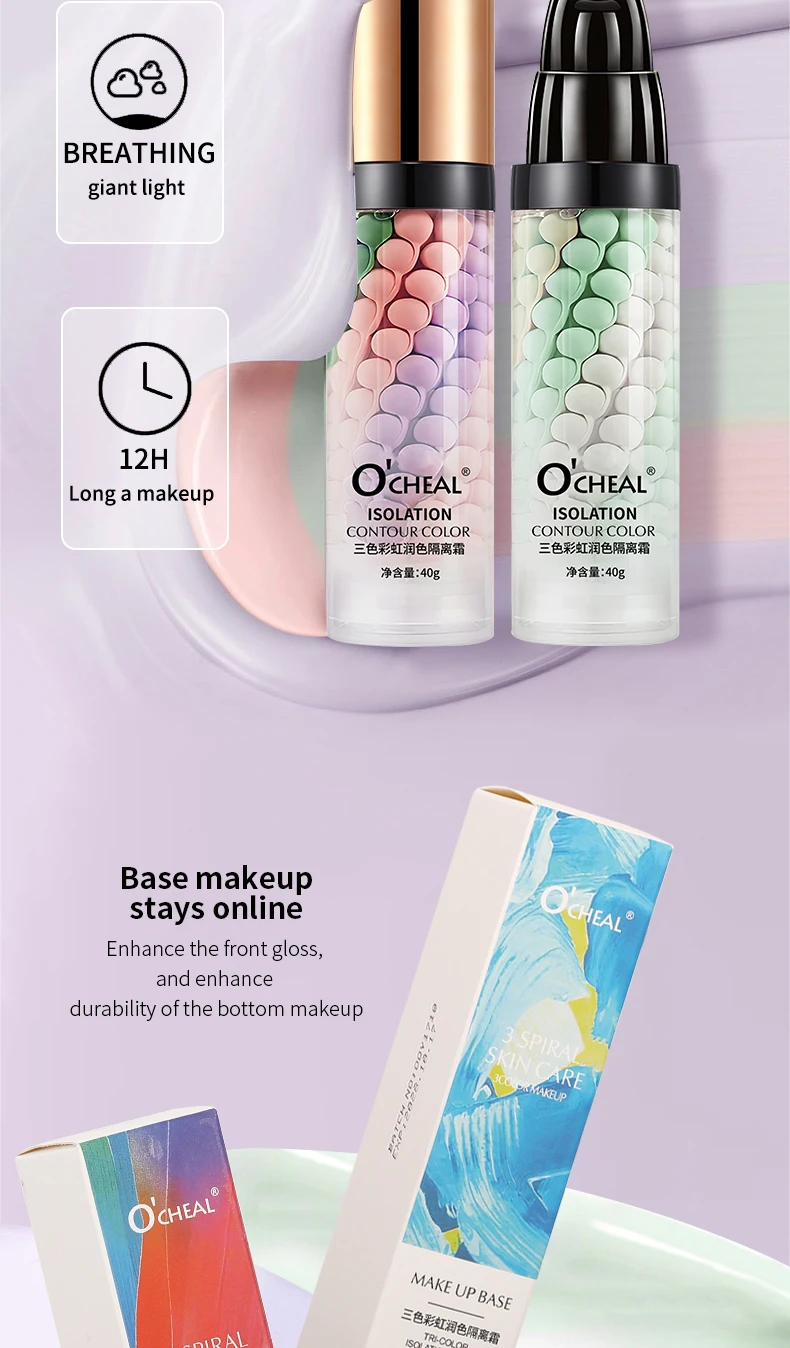 O'CHEAL One-Step Three Color Spiral Contour Isolation Primer Feuchtigkeitscreme Gesichtspflege Corrector Foundation Makeup Cosmetic – Detail 10