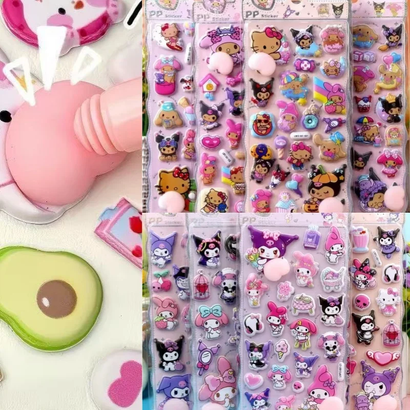 

Оптовые милые объемные декоративные наклейки Sanrio Kuromi HelloKitty для ноутбуков, скрапбуков, чехлов для телефонов