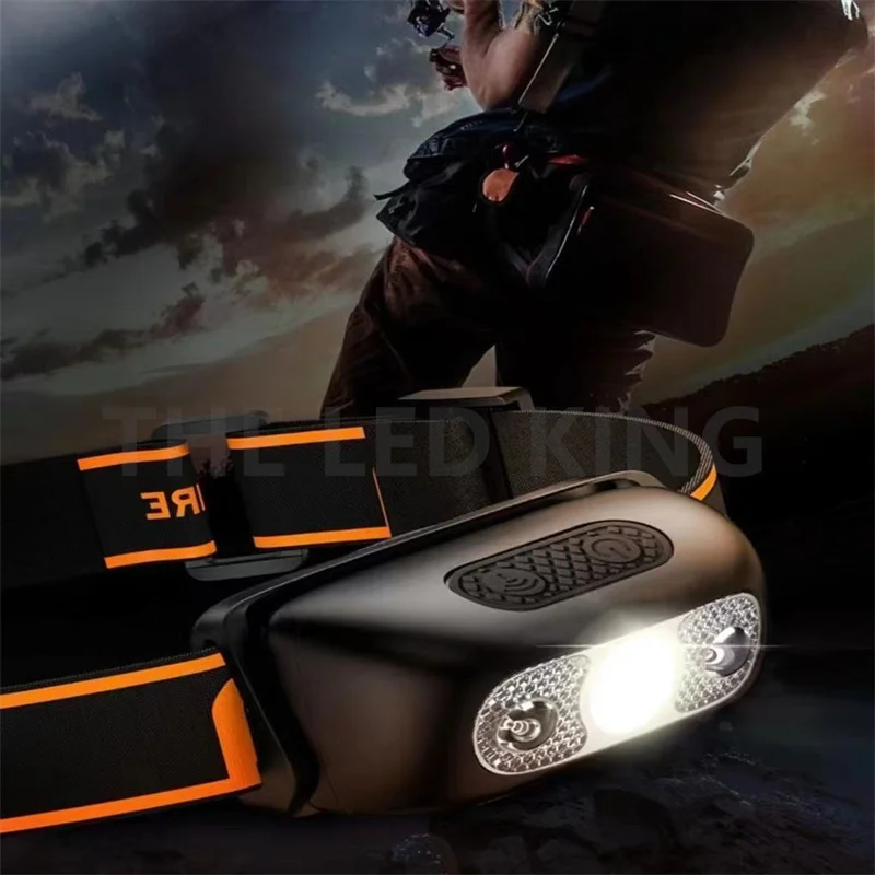 Mini LED Headlamp 6000LM With Body Motion Sensor USB Rechargeable Headlight white+red Mode Camping Flashlight Head Light Lamp