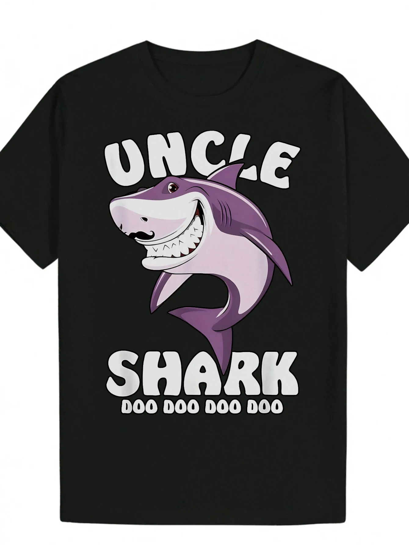 

Men'S UNCLE SHARK Black Casual Crew Neck T-Shirt