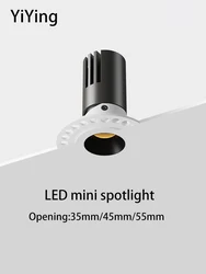 Led Mini reflektor wbudowany okrągły małe miejsce światła wpuszczone 35 45 55mm otwór bez ramy antyodblaskowej lampy sufitowej Foco