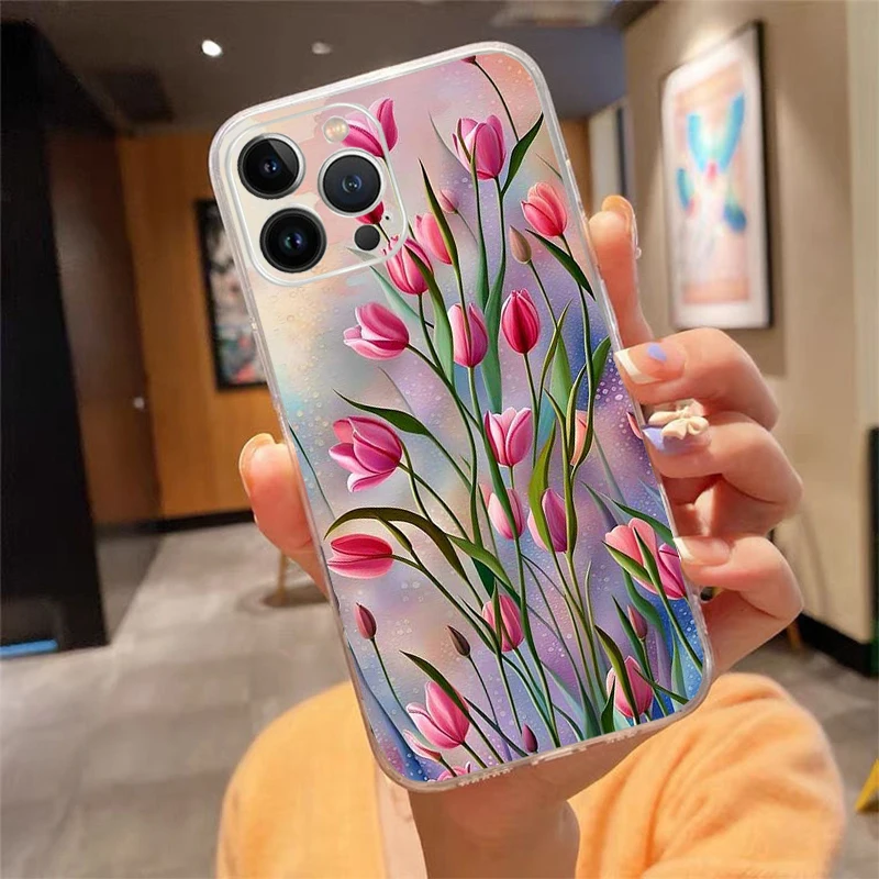 

Tulips Phone Case For iphone 17 Pro Max Air 16 15 14 13 Pro Max 15 16 Pro 15Plus