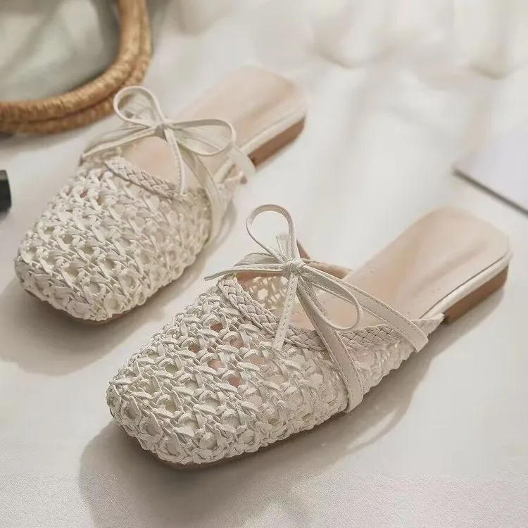 French Retro Hollow Toe Half Slippers for Women,2026 New Style with Increased Height Inside,Summer Dress,Cool Slippers for Women