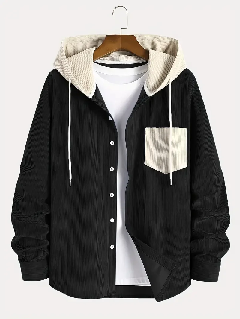 The 2026 New Fashion Trend Spring and Autumn Corduroy Hooded Jacket Is Comfortable and Casual for Daily Commuting for Men