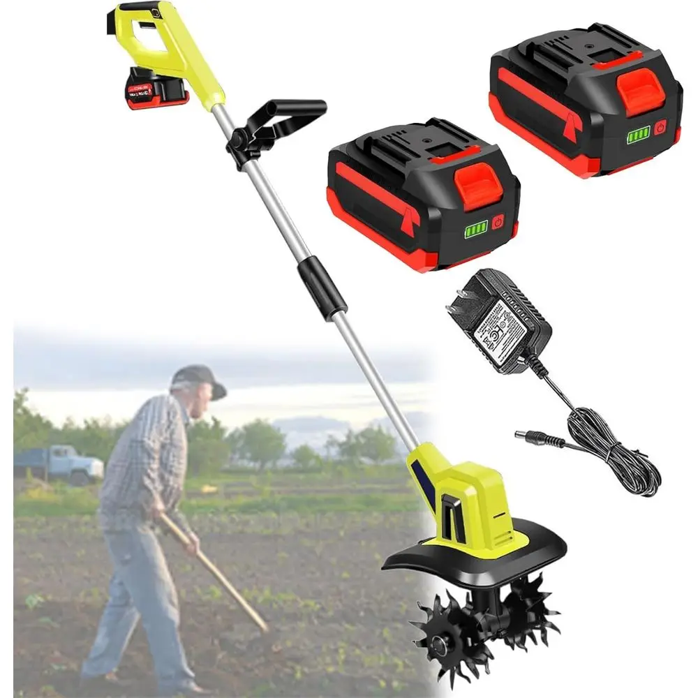 

20V Cordless Rotavator with 4.0Ah Li-ion Battery and Quick Charger for Lawn, Garden, and Soil Tilling