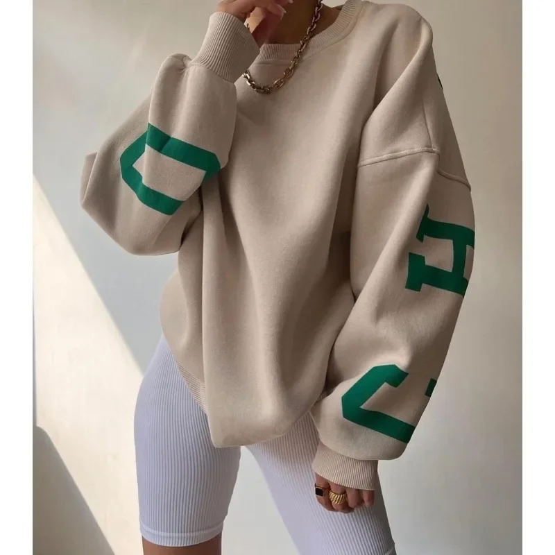 

Wepbel Casual Sweatshirts Women Loose Fashion Top Hoodies Long Sleeve Sweatshirt O-neck Letter Printing Y2K Autumn Pullovers