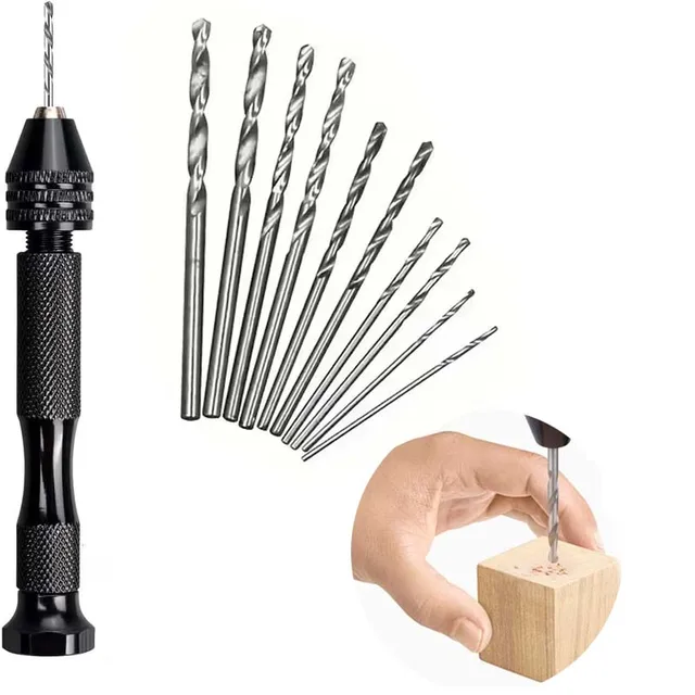 1/11 szt. Mini Wiertarka Ręczna z Zestawem Wierteł 0.3-3.2mm Narzędzia Obrotowe do Modelarstwa, Hobby, DIY, Obróbki Drewna, Rękodzieła