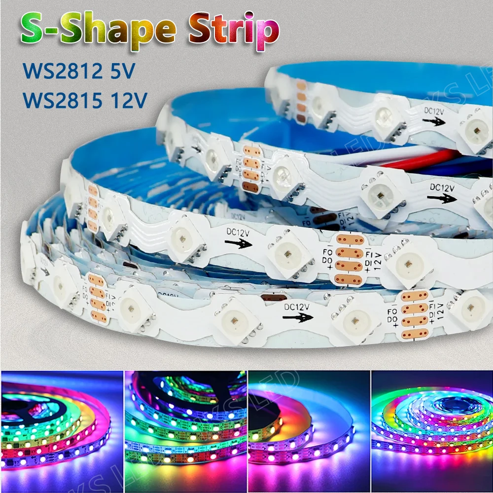 DC12V WS2815 8 مللي متر الذكية RGB بكسل LED قطاع تيار مستمر 5 فولت WS2812 عنونة بشكل فردي IC 30/60/144 بكسل/المصابيح/م ضوء الشريط