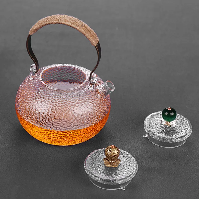 Resist High Temperature Glass Teapot Thicken and Filter Boil Large-capacity Hammer Copper  Lift The Beam Teapot.