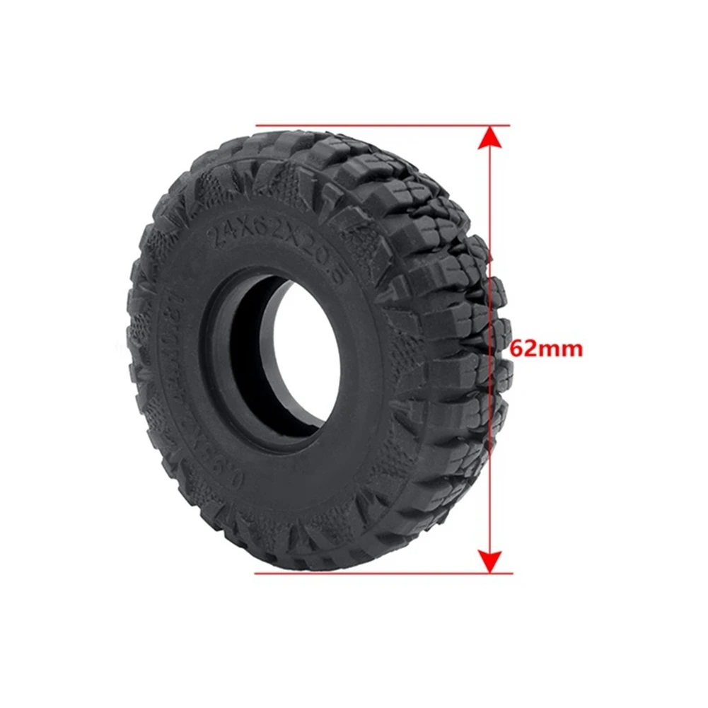 A45F-4PCS 62 مللي متر 1.0 بوصة إطارات العجلات لينة الطين التضاريس الإطارات المطاطية الأسود ل 1/24 RC الزاحف سيارة محوري SCX24 برونكو المصارع جزء