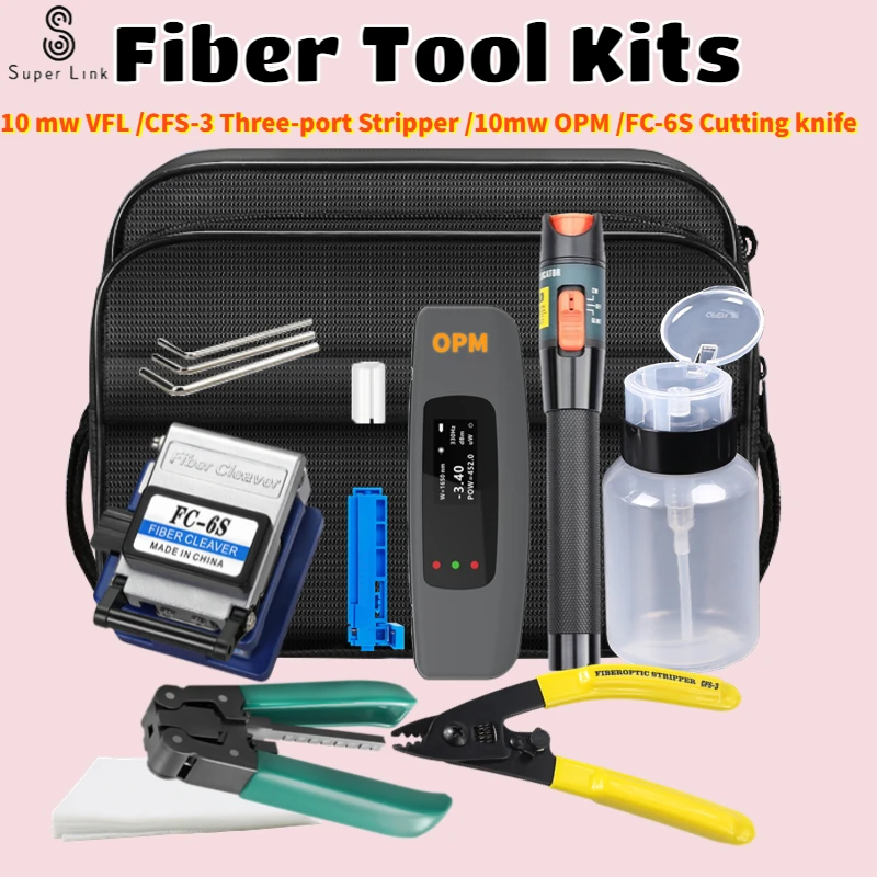 Fiber Optic Tool Kit SKL-6C/FC-6S Fiber Cleaver -70~+10dB Optical  Power Meter 10mw  Visual Fault Locator 10mw CFS-33 stripper