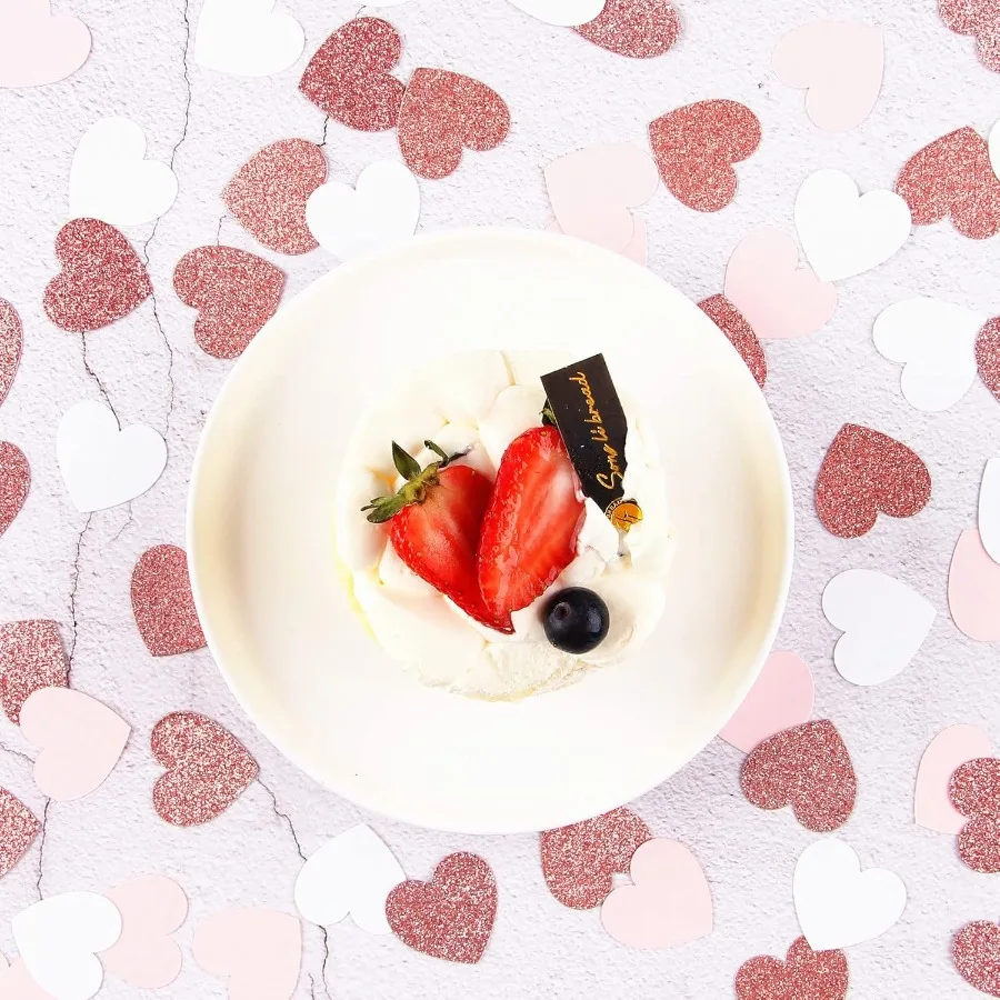 RoseGold Pink White Heart Confetti 300pcs Valentines Mothe Day Engagement Wedding Baby Shower Bachelorette Birthday Party Table