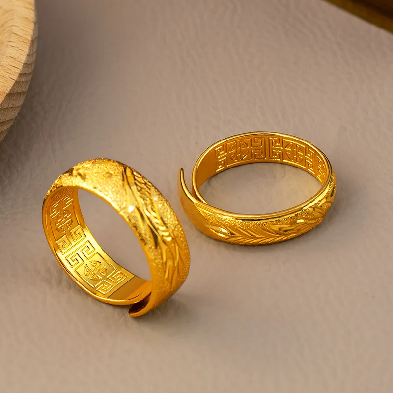 Lovers ring long do not fade men and women ring glossy star package thick 9999gold