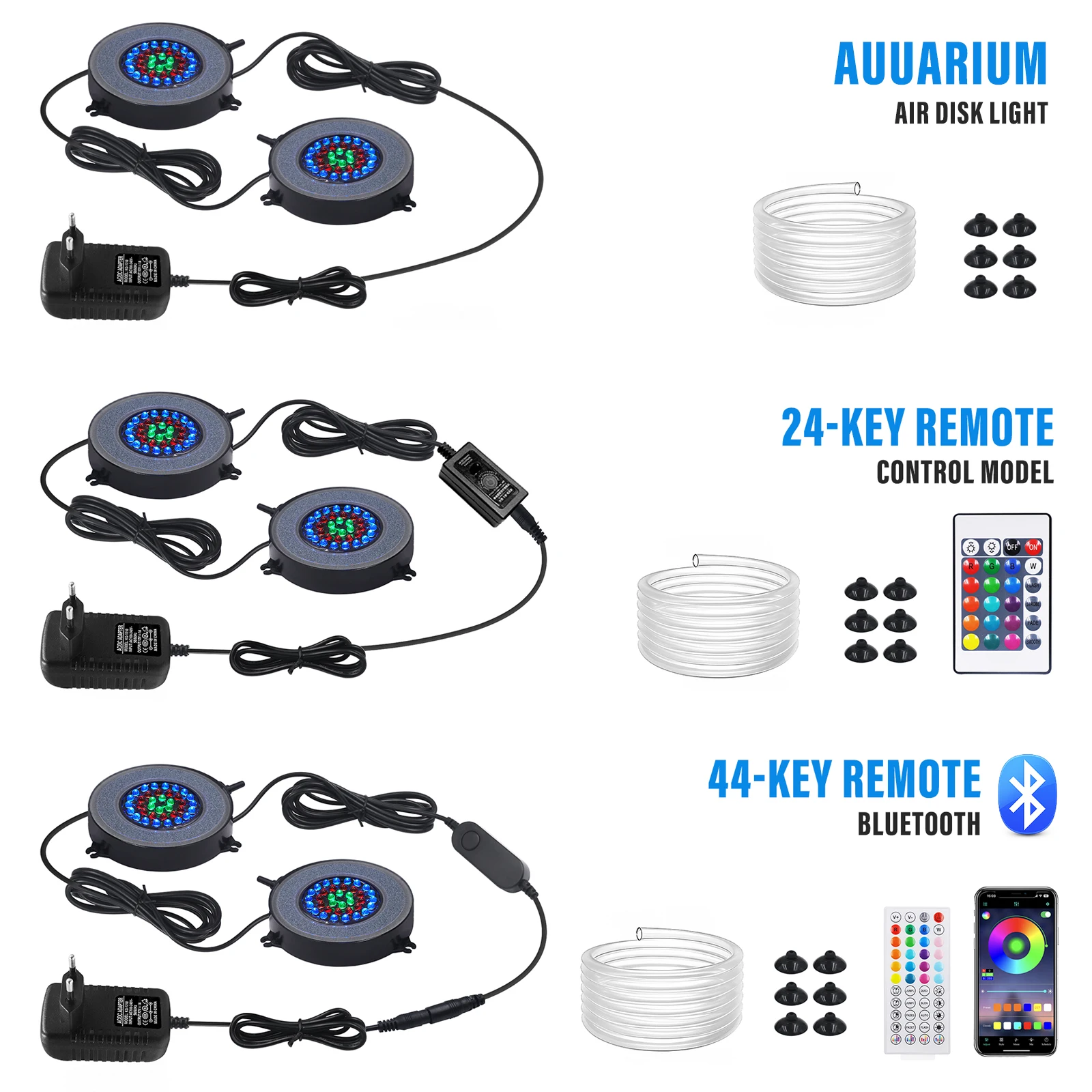 IP68 Waterproof RGB LED Underwater Light 36LEDs DC12V Fish Tank Aquascaping Oxygenated Bubble Lamp 21K 24K 40K Remote Control