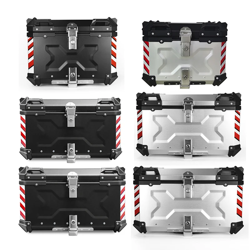 45L/55L/65L Motorcycle Helmet Box Aluminum Top Tail Rear Luggage Storage Tool Cases Lock Trunk For BMW For Kawasaki For Honda