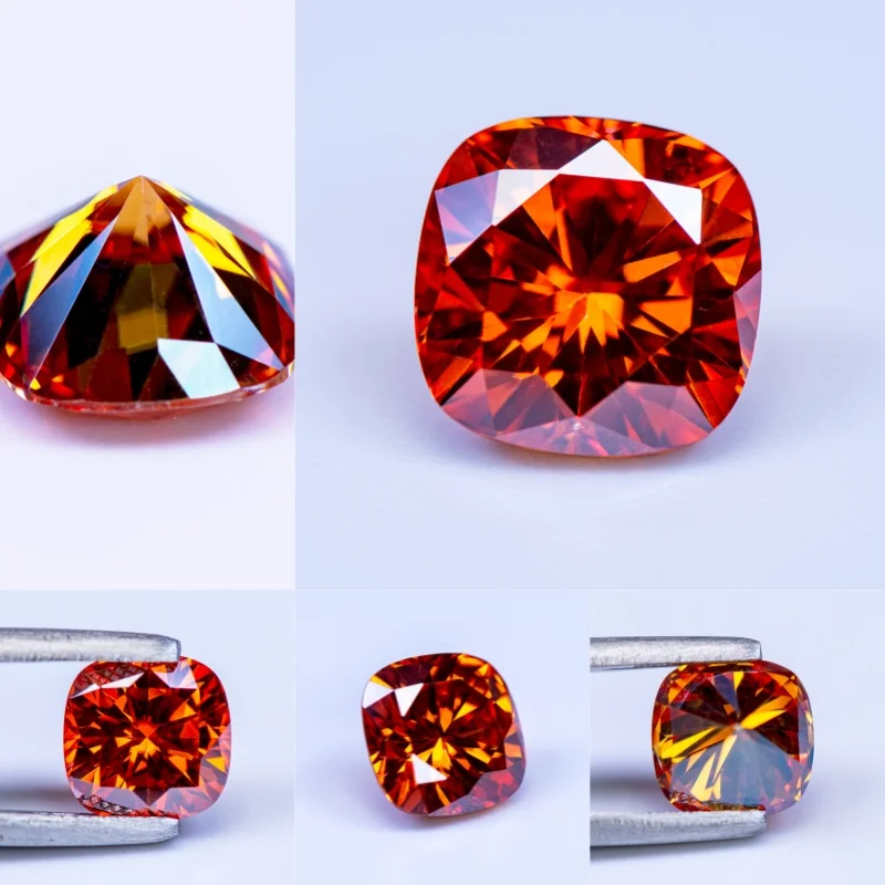 Moissanit-Stein im Kissen-Schliff, zitronengelb, im Labor gezüchteter Edelstein für die Herstellung von DIY-Schmuck wie Ringen, Halsketten und Ohrringen, mit Zertifikat. – Detail 12