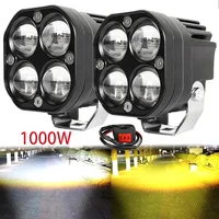 1000W Super brillante 3 pulgadas doble Color LED faros de motocicleta focos auxiliar 12V 24V lámpara de conducción para 4x4 coche SUV ATV