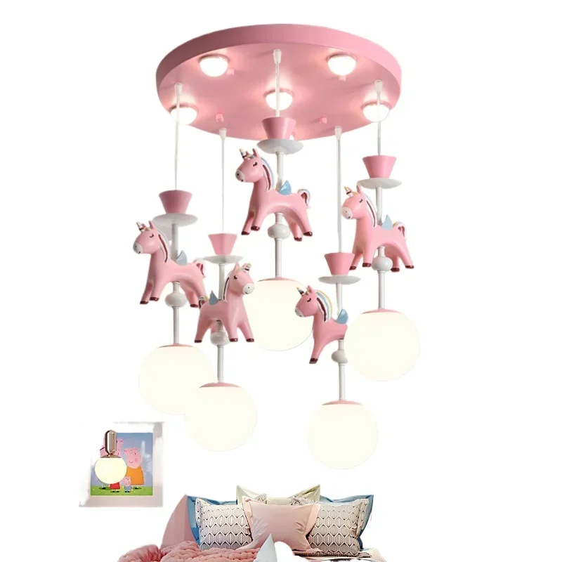 

Nordic Trojans Children's Ceiling Chandelier for Nursery Girl Bedroom Baby Room Home Decor Pendant Lamp Lighting Lusters Fixture