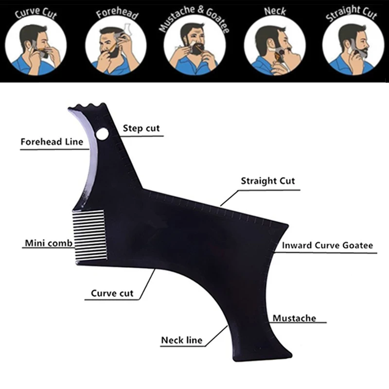 Men Beard Shaping Styling Tools Men's Beard Template Moulding Comb Ruler All-In-One Hair Beard Moustache Trim Hairstyle Salon