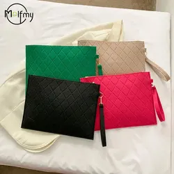 Felt Clutch Bag for Women Fashion Clutches Embroidery Envelope Bag Solid Color Embossed Coin Purse Handbag Monedero 2023 Summer