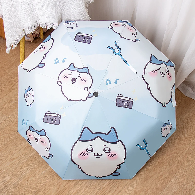 Chiikawa Cartoon Automatic Foldable Umbrella Sun Rain Dual Use UV Protection Windproof Portable For Daily Outdoor