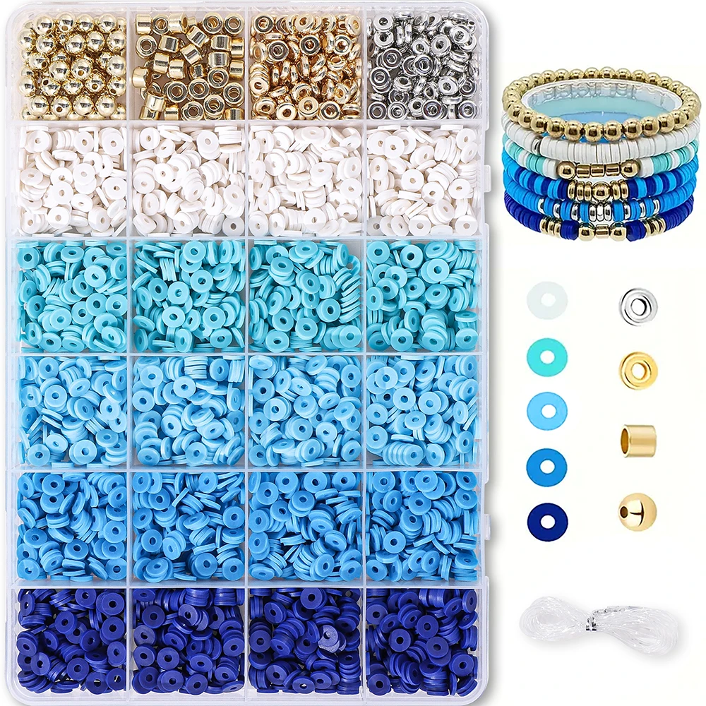 

Clay Beads In Grid Box Set For Jewelry Making Kit Flat Round Polymer Heishi Letter DIY Handmade Accessories Kids Cute Funny