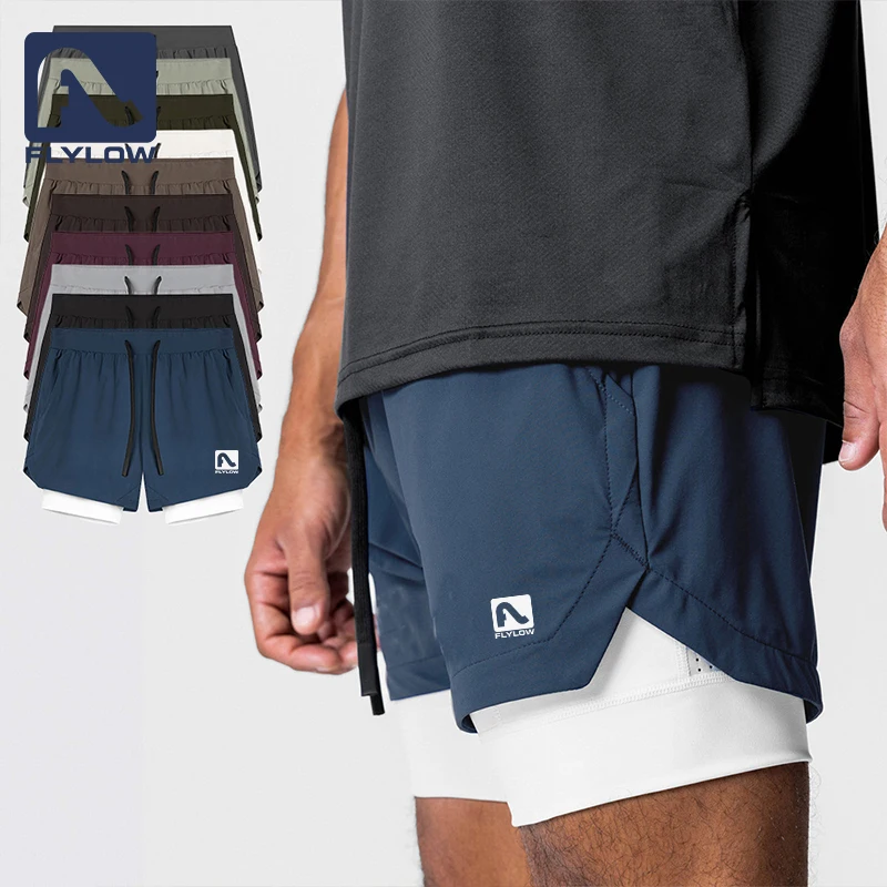 

Flylow Men's Outdoor Running orts Mobile Phone ket Four-Part Fake Two-Piece ort Pants Suitable for Fitn Training