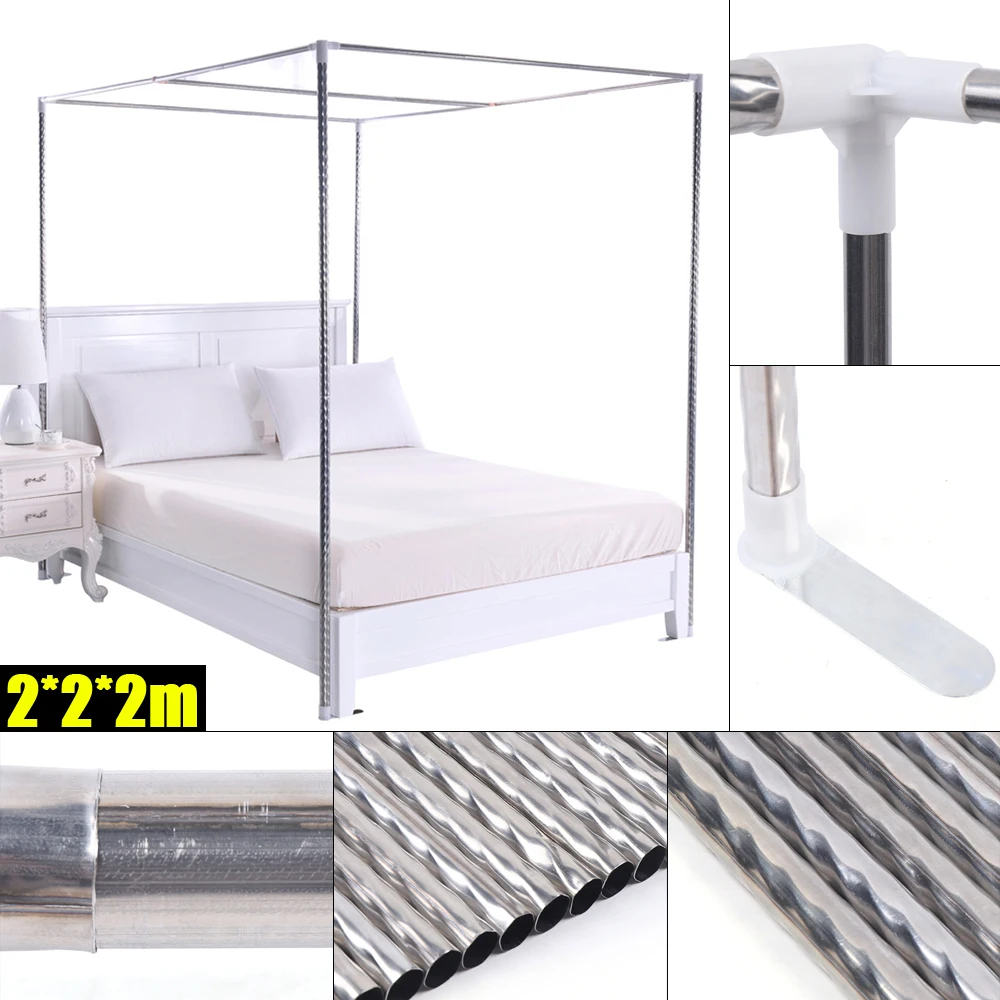 Canopy Bed Frame Post 4 Corner Stainless Mosquito Netting Frame Bracket Bedroom Use