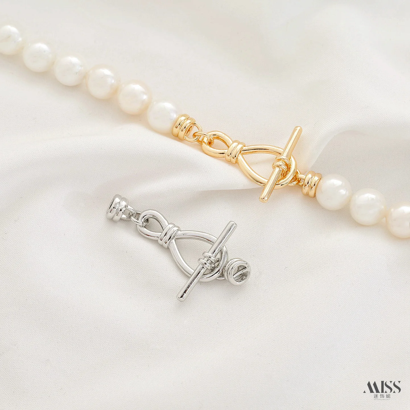 14K Gold Plated High Knotted 8-Character OT Clasp, End Connector Button, DIY Bracelet Necklace Jewelry Accessories