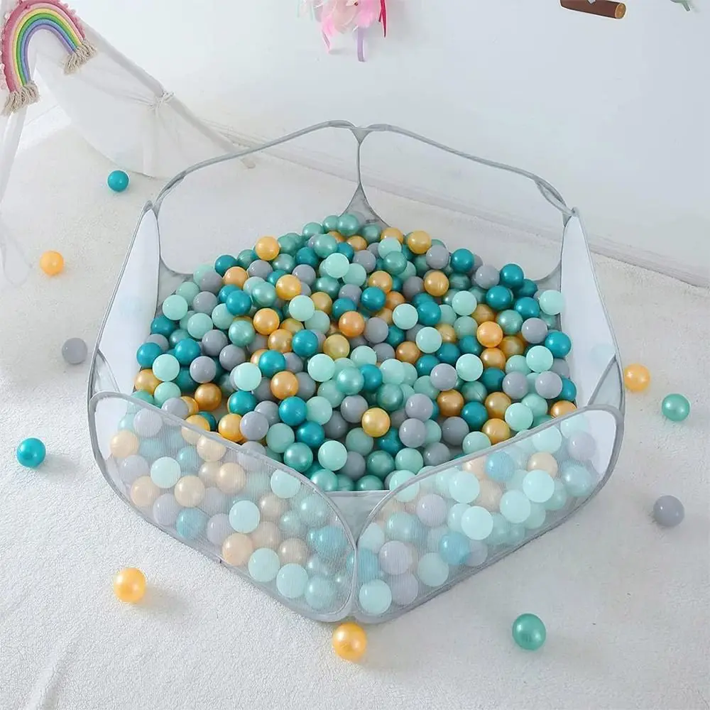 PISCINA DE BOLAS Hexagonal duradera para bebés, valla plegable para mascotas, portátil para interiores, piscina de juegos para niños pequeños, gris