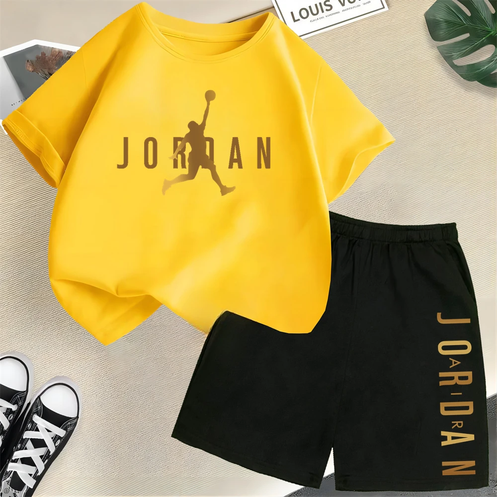 Summer Slam Dunk Master Pattern Printed Children Short Sleeve T-shirt + Shorts 2pcs Set Kids Boy Girl Fashion Clothing Sportsuit