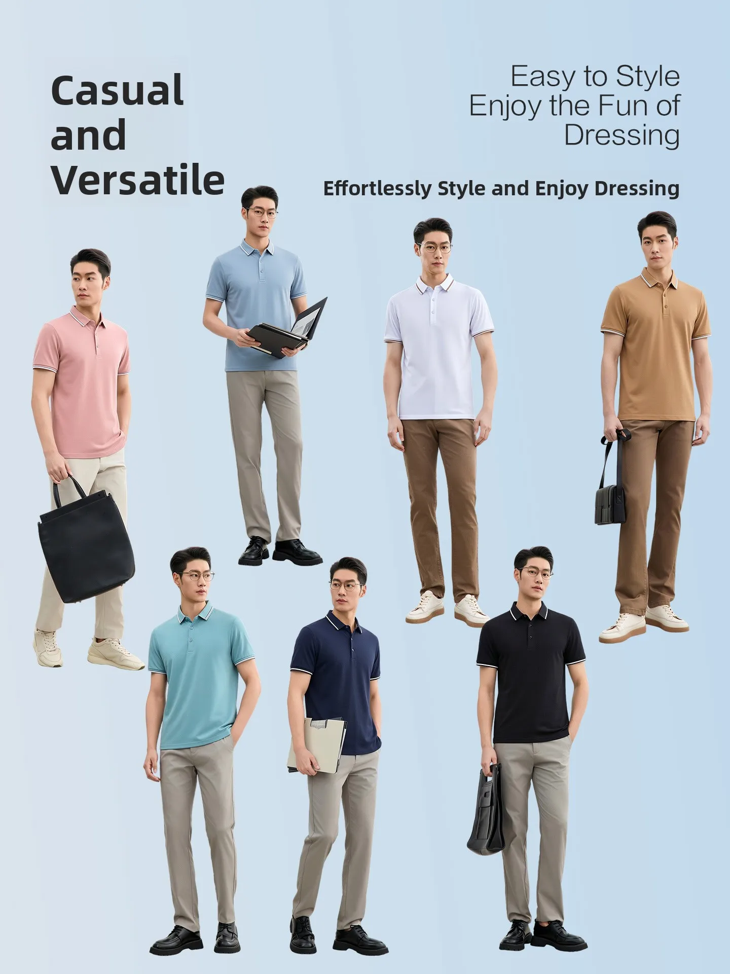Hengyuanxiang Men's Short Sleeve T-Shirt Silk Blend Summer New Color Block Collar Business Dad Style Casual Fashion Urban Wear