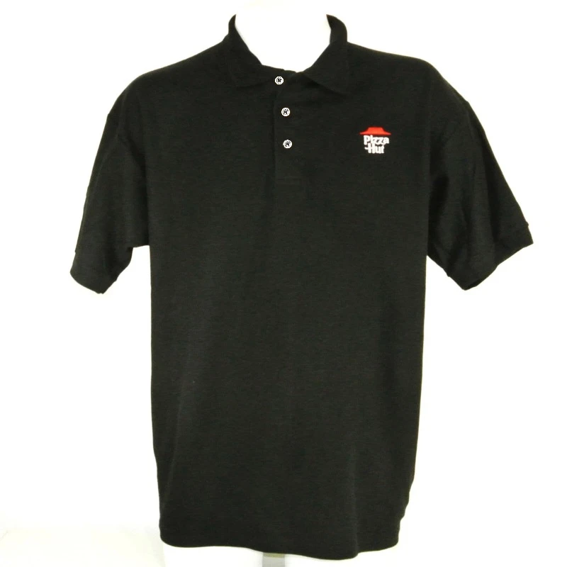 Uniforme de Empleado de PIZZA HUT, Camiseta Polo Negra Tallas S a 4XL, Camiseta Polo con Estampado Americano Retro, Estilo Urbano Minimalista, Estampado Y2K a la Moda
