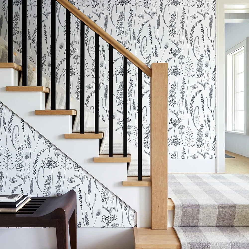 White Sketch Ear Of Leaf PVC Wallpaper Retro Simple Home Decor Waterproof Contact Paper Chic Flower Removable Wallpaper