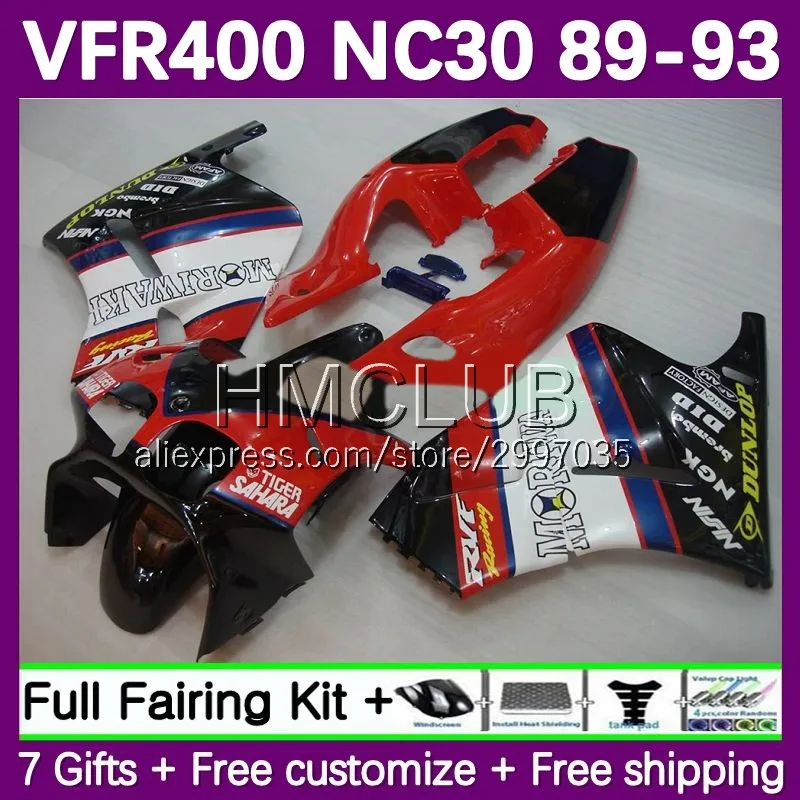 Fairing For HONDA VFR400R VFR400 RVF VFR 400 R RR 400R 1989 1990 1991 1992 1993 42No.58 factory red RVF400R NC30 89 90 91 92 93