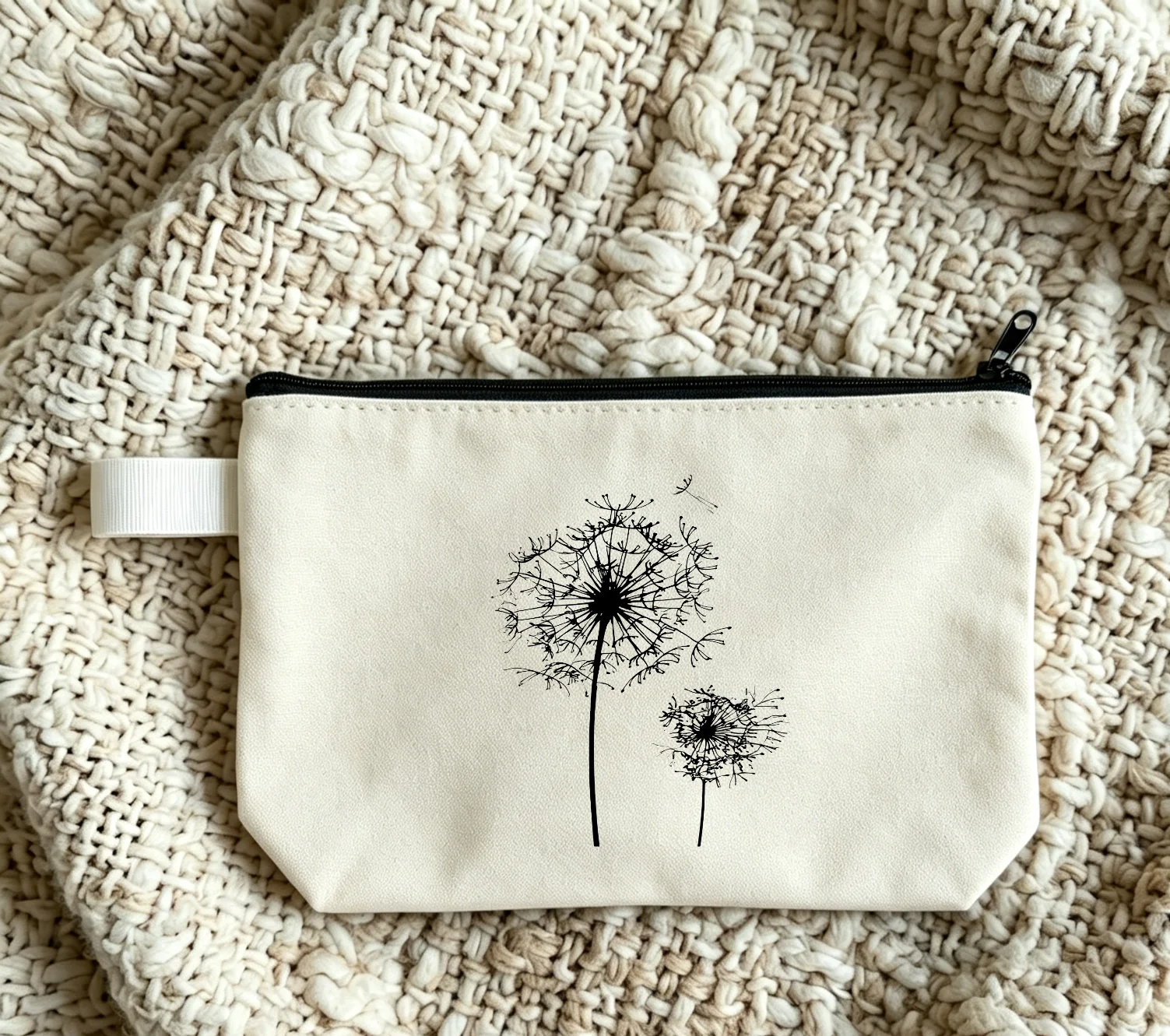 Plant Lovers Flowers and Dandelion Cosmetic Bag New Term Fashion Gift Zipper Teacher's Day Gift Pencil Box Mouth Red Bag