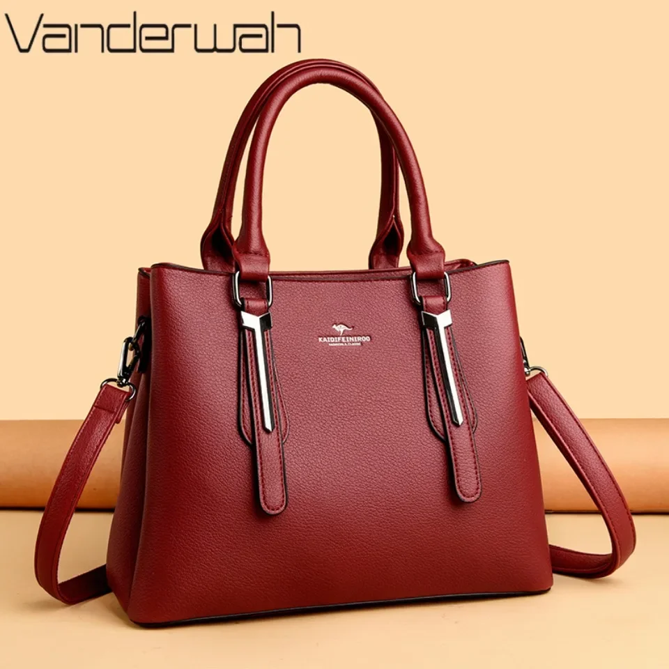 VANDERWAH High Quality Handbags for Women Luxury PU Leather Purse Fashion Solid Color Lady Shoulder Crossbody Bags Messenger Sac