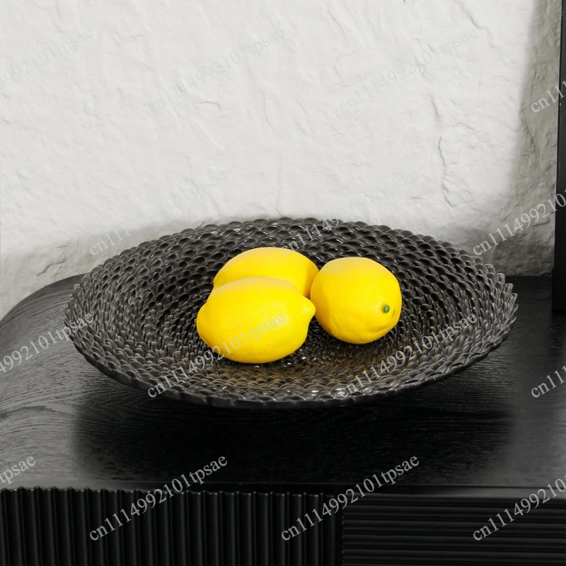 Resin Handicrafts Black Irregular Fruit Plate Desktop Storage Container Resin Tray Golden Pearl Pallet Home Decoration