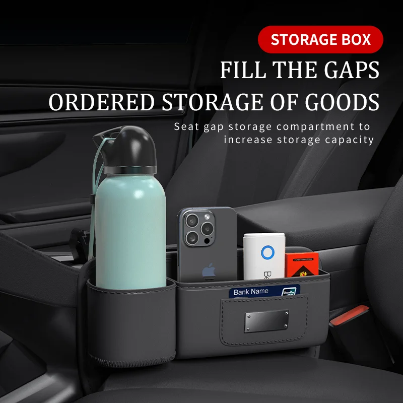

Universal Car Seat Gap Bag Water Cup Style PU Leather Auto Console Side Seat Plug Filler Organizer Box Anti Slip Wear Resistant