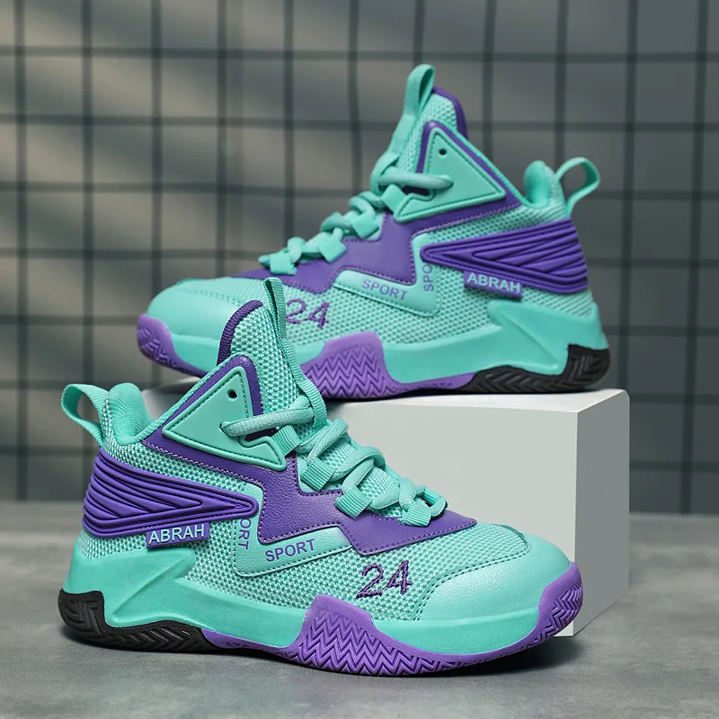 Lightweight Men Sports Basketball Shoes Plain Tone Stylish Breathable Fabric Non Slip Outsole Resistant For   Gym Training