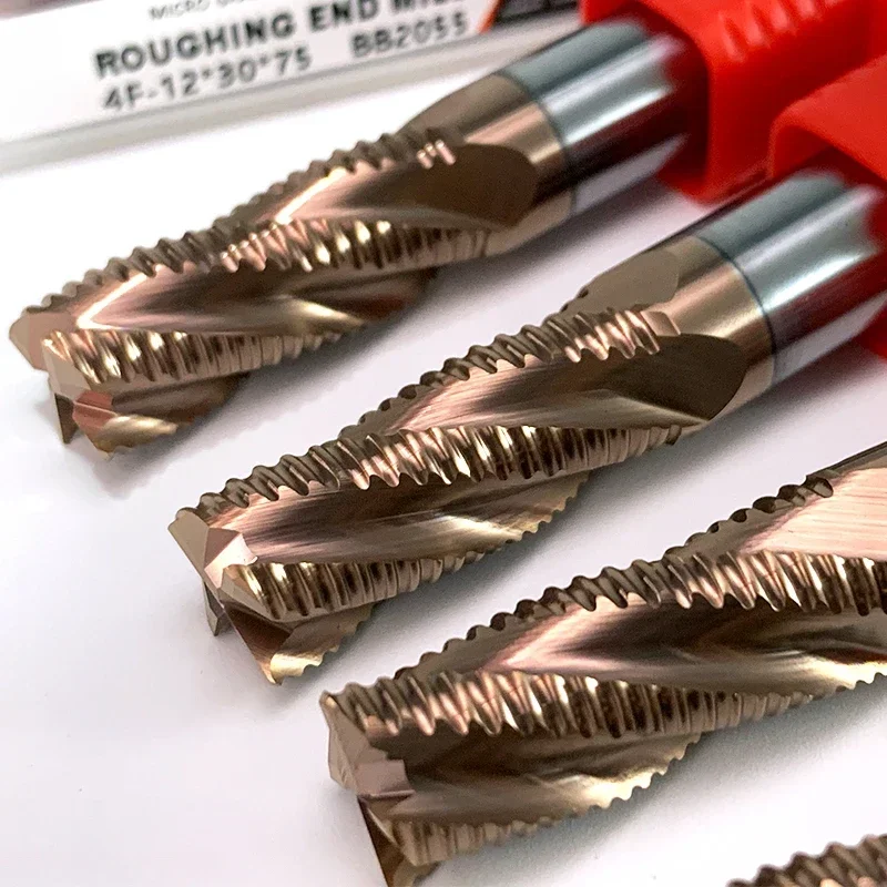 SIQICNC Roughing End Mill Solid Carbide 3 Flutes 4 Teeth for Steel Iron Aluminum MDF Fiberglass Acrylic Wood Copper Plastic