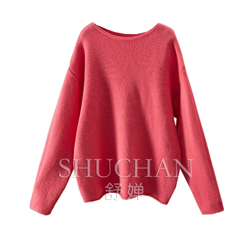 

Slash Neck 100 Wool Sweater Women Loose Long Sleeve Top Casacos De Inverno Feminino Sueters De Mujer