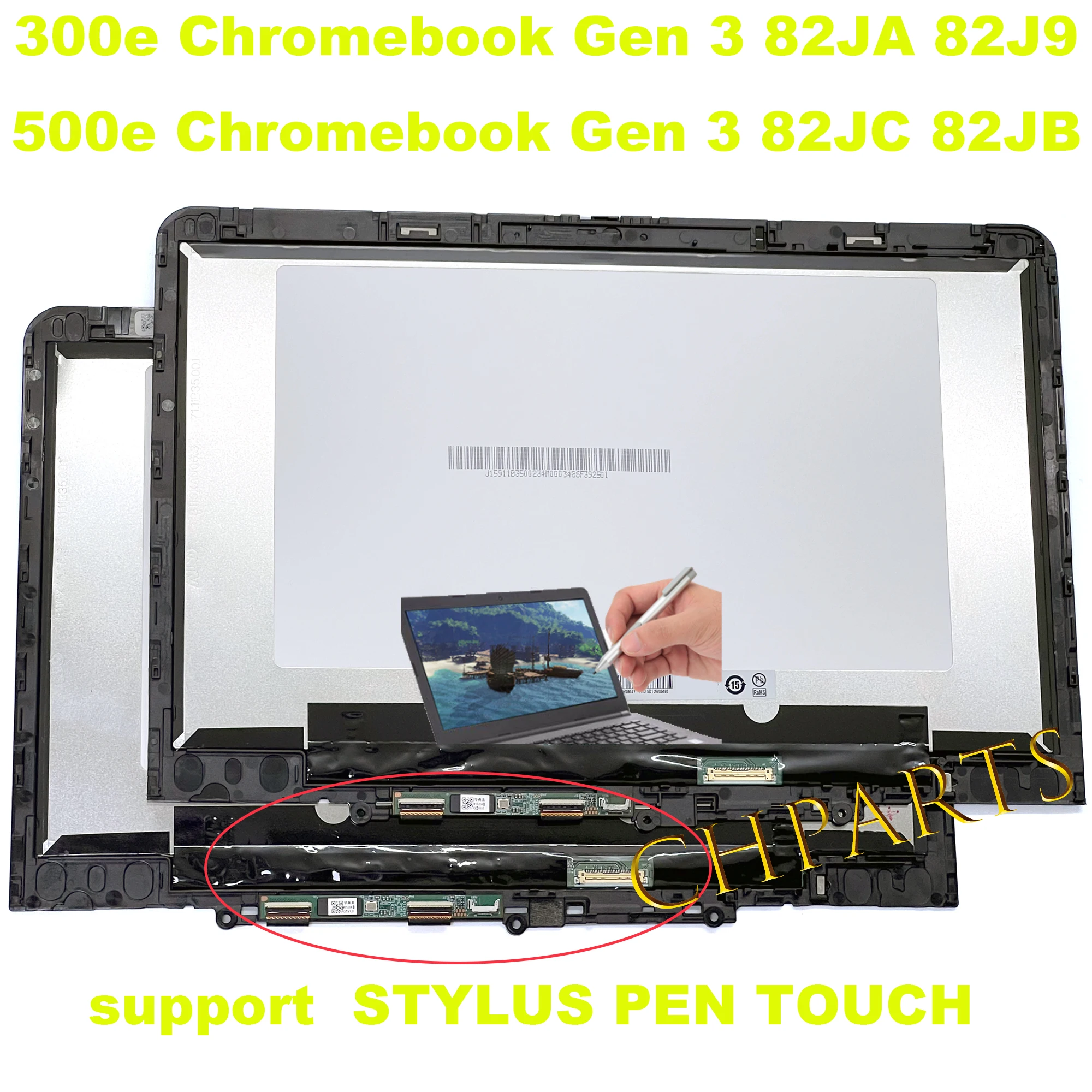 5D11C95886 11.6'' 1366*768 For Lenovo 300e Chromebook Gen 3 82JA 82J9 500e Gen 3 82JC 82JB LCD Touch Screen Assembly With Bezel