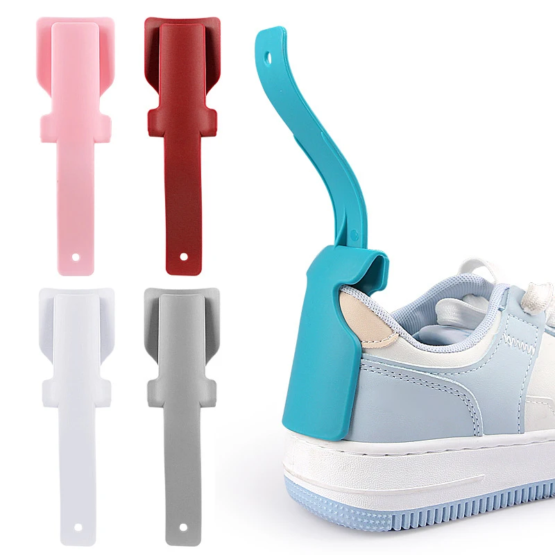 1pair Unisex Plastic Lazy Shoe Helpers Portable Shoehorn Sock Shoe Slider Travel Handled Lifting Wearing Helper