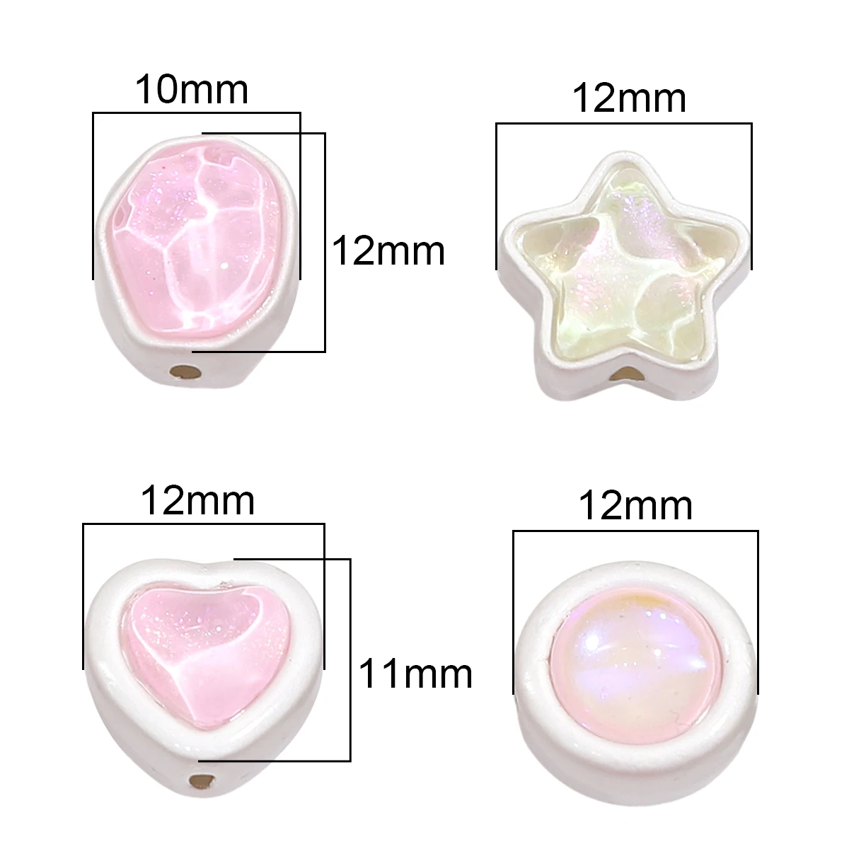 

1Pc Alloy Glass Inlaid Double-sided Beads Ellipse/Circle/Heart shaped/Star shaped For Jewelry Making DIY Bracelet Necklace
