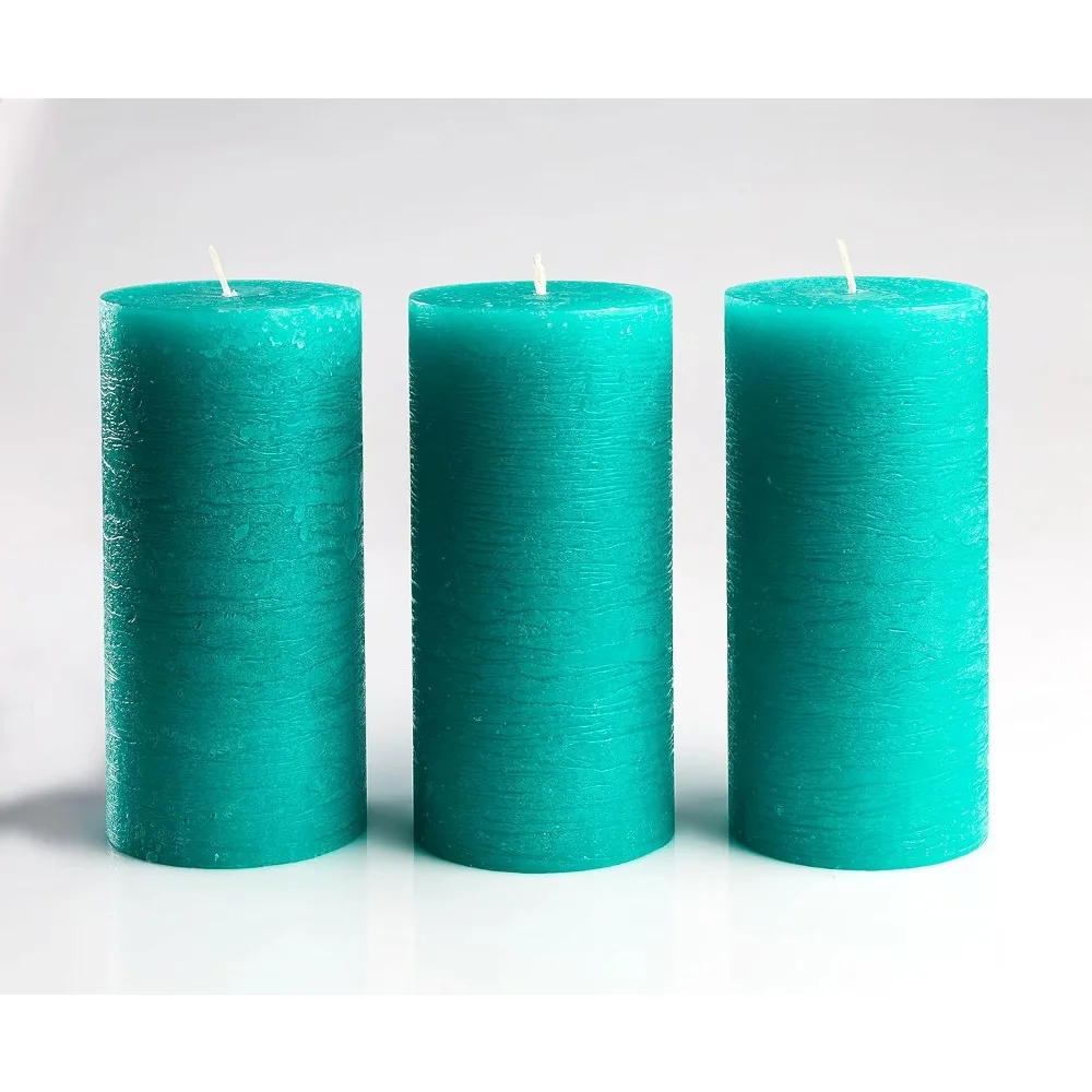 Unscented Pillar Candles 7.5 x 15 cm Set of 3 Fragrance Free for Weddings Decoration Restaurant Spa Smokeless Cotton Wick